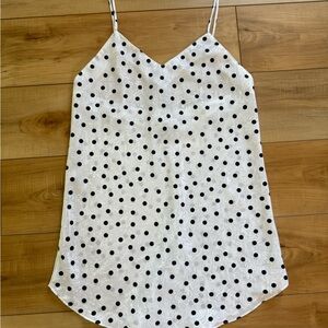 Chic Polka Dot Slip Dress - navy and White